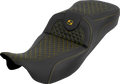 Extended Reach RoadSofa™ Seat - Dragon Scale - w/o Backrest - Gold Stitch - FLH/FLT '08-'25