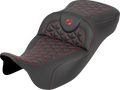 RoadSofa™ Tri Gripper Seat - Extended Reach - Red Stitch - w/o Backrest - FLH/FLT '08-'25