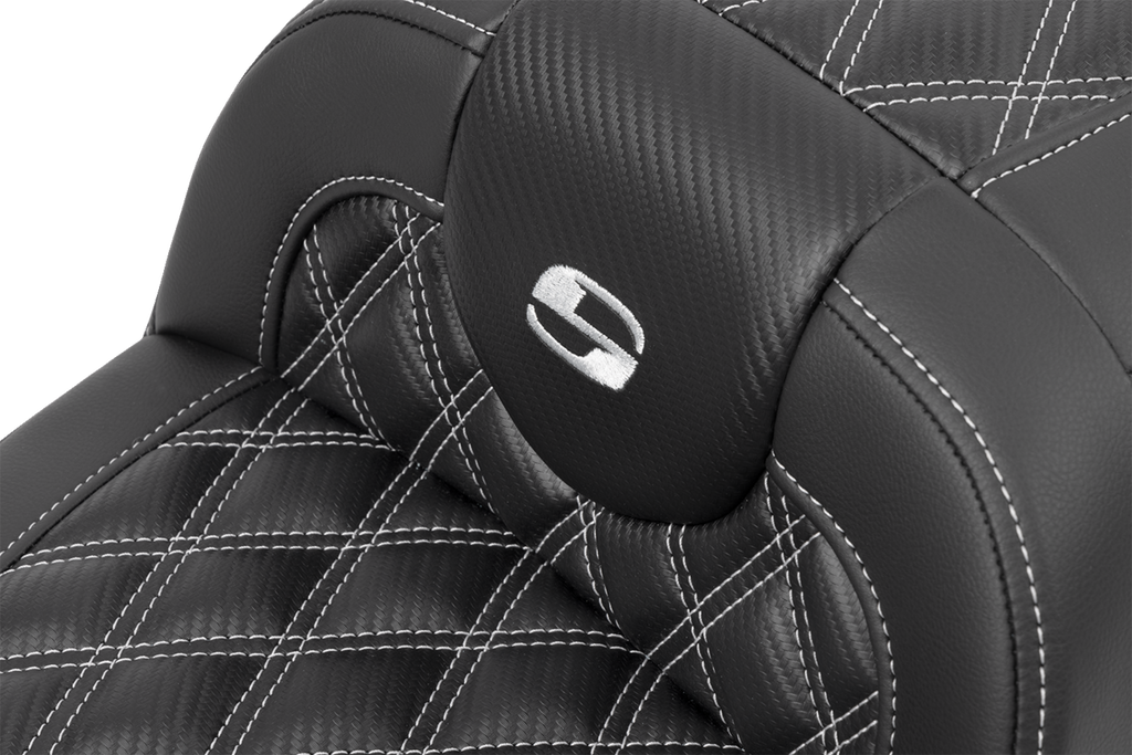 RoadSofa™ Carbon Fiber Seat - w/o Backrest - Lattice Stitch - Silver Stitch - FL/FX '23-'24