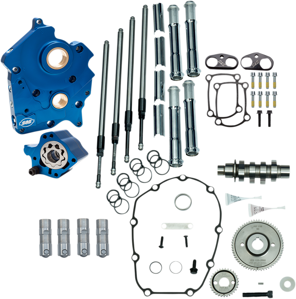 Cam Chest Kit with Plate - Gear Drive - Water Cooled - 475 Cam - Chrome Pushrods - M8