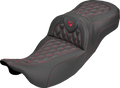 Extended Reach Roadsofa™ Carbon Fiber Seat - Lattice - Red Stitch - Without Backrest - FL '08-'25