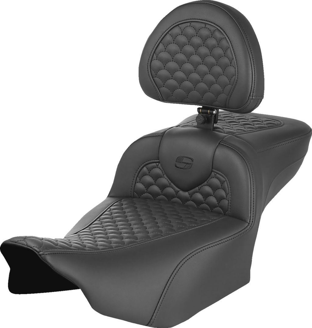 Roadsofa™ Seat - Dragon Scale Stitch - w/ Backrest - Extended Reach - FLTR/FLHX '23-'25