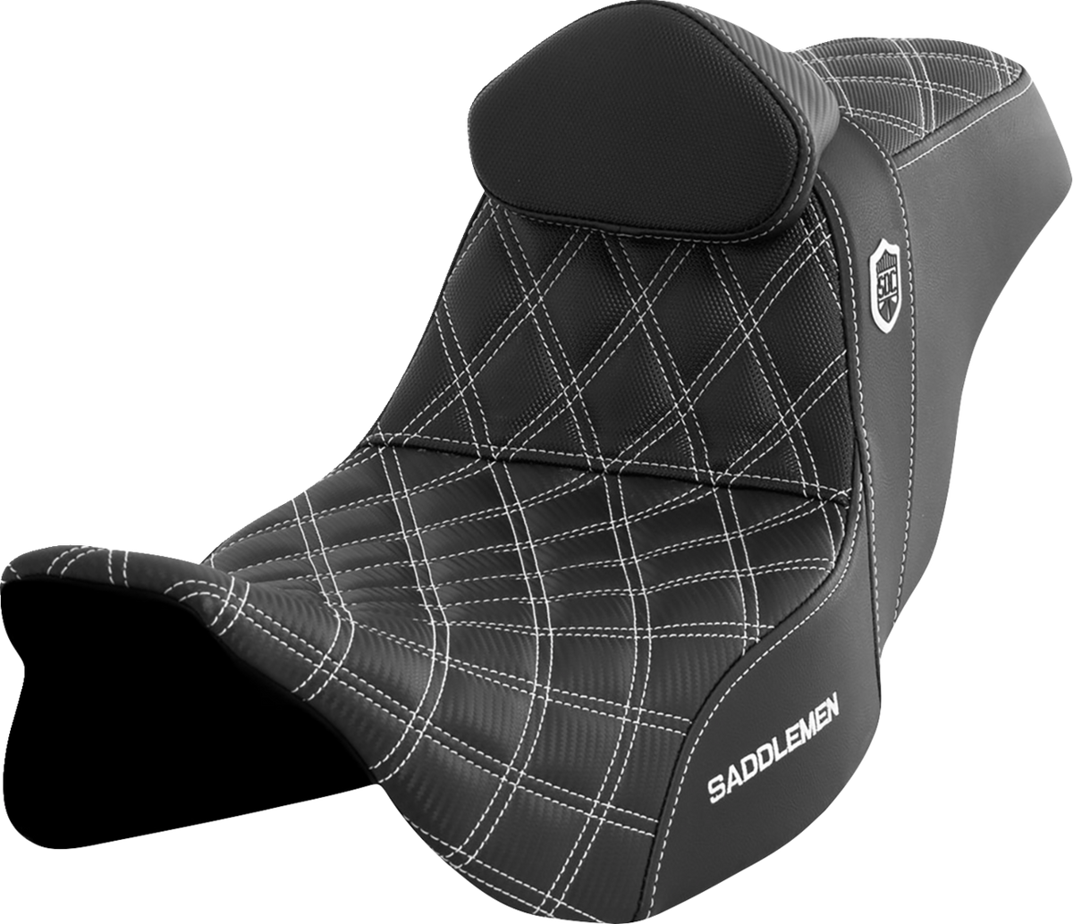 Pro Series SDC Performance Seat - w/ Backrest - White Stitch - FLH/FLT '08-'23