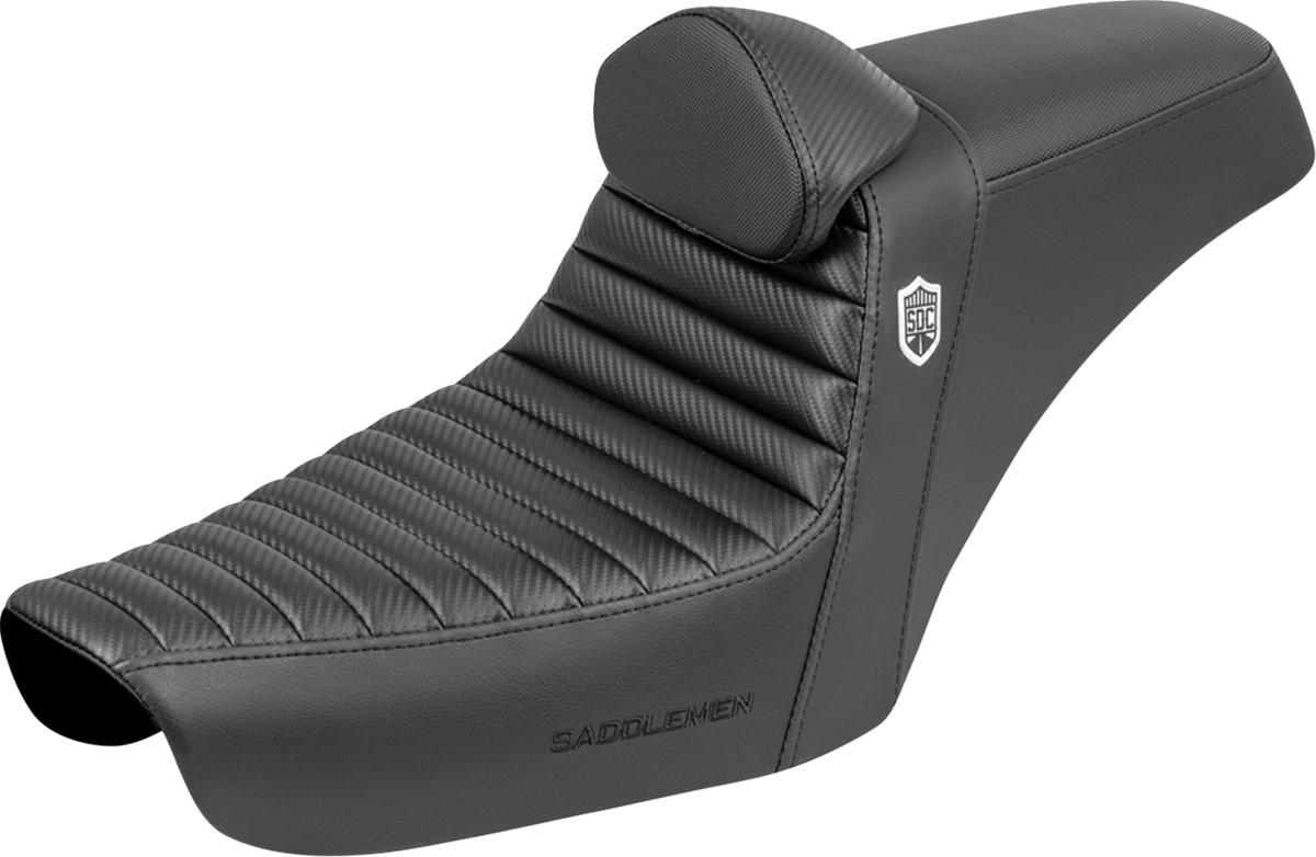 Step-Up Seat - Gripper - Tuck-n-Roll - Black - with Backrest - FXD '96-'03