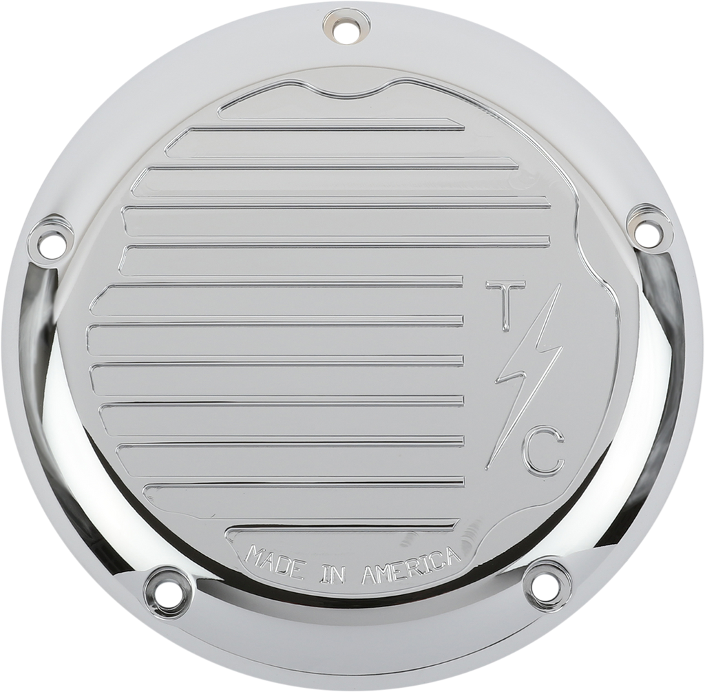 Derby Cover without Gasket - Finned - Chrome - 5 Hole