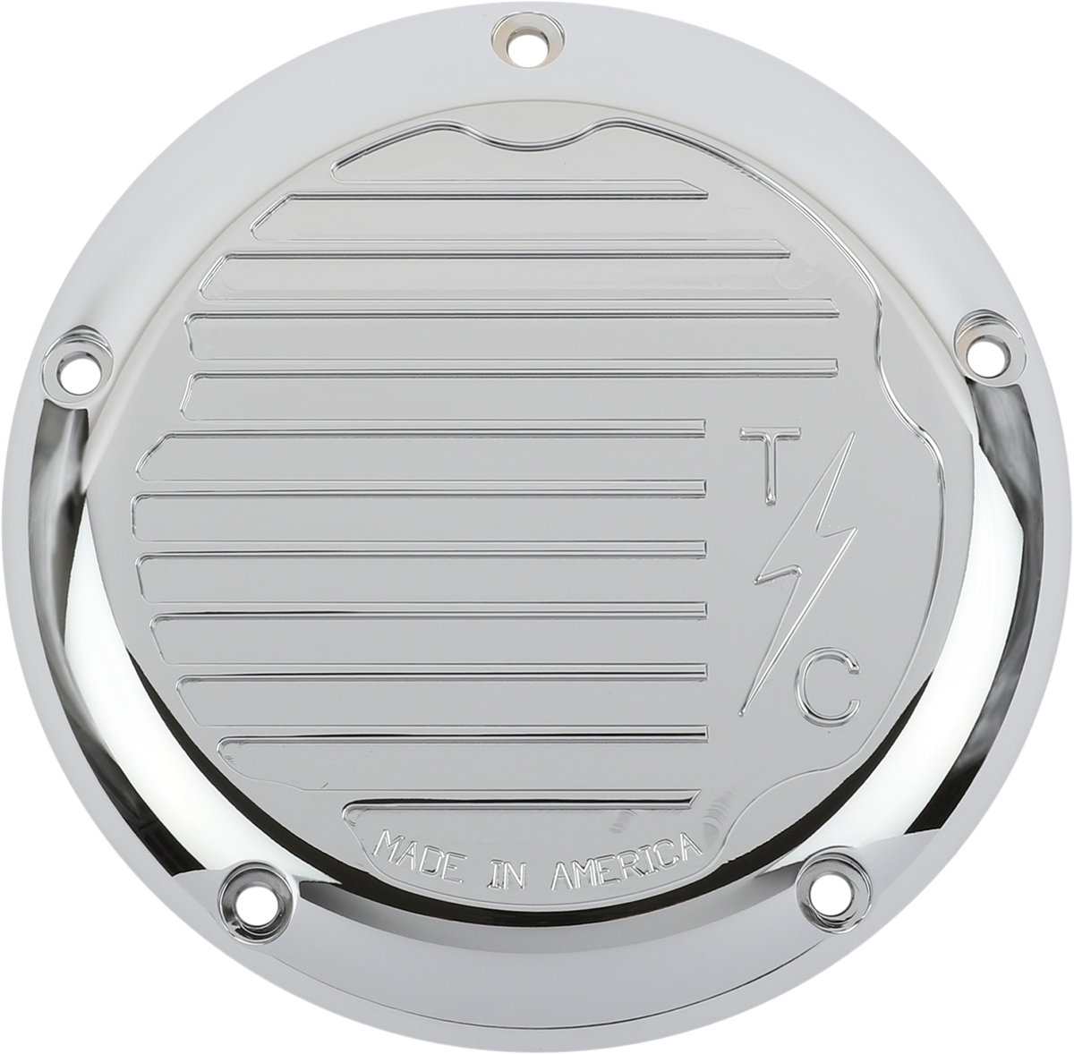 Derby Cover without Gasket - Finned - Chrome - 5 Hole