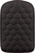 RoadSofa™ Sissy Bar Pad - Honeycomb - Red Stitching