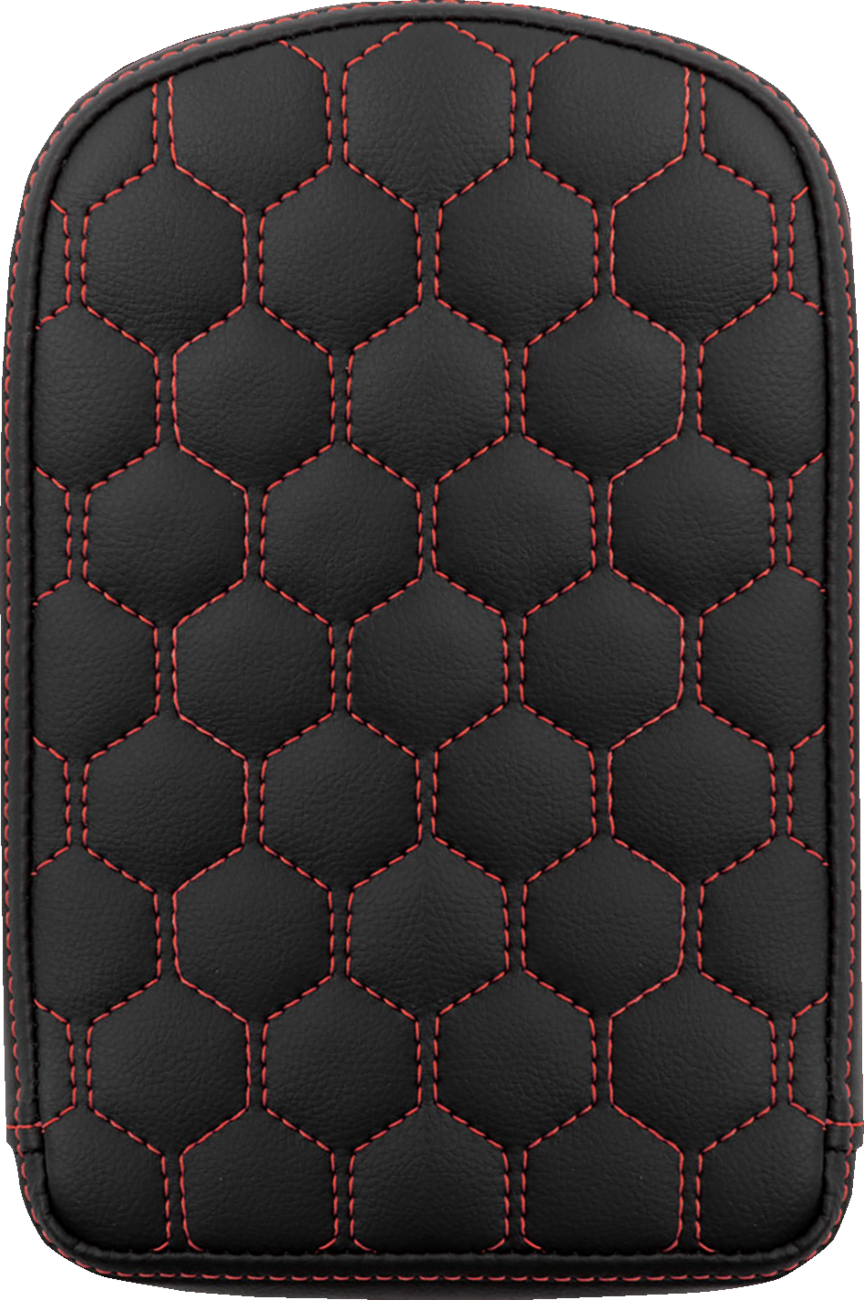RoadSofa™ Sissy Bar Pad - Honeycomb - Red Stitching