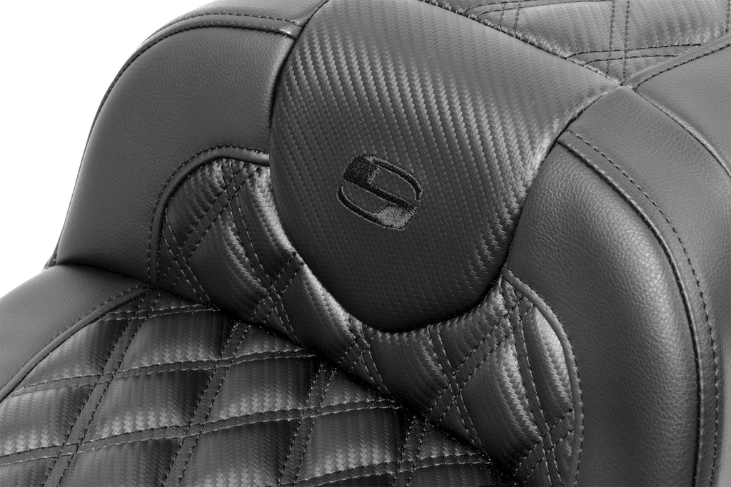 Roadsofa™ Extended Reach Seat - without Backrest - Carbon Fiber - Lattice Stitch - FLTR/FLHX '23-'24