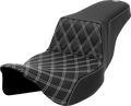 Step-Up Seat - Front Lattice Stitch - White Stitch - Extended Reach - FLH/FLT '08-'23