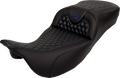 RoadSofa™ Seat - Honeycomb - Blue Stitch - Extended Reach - without Backrest - FLH/FLT '08-'24
