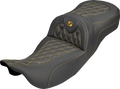 Extended Reach Roadsofa™ Carbon Fiber Seat - Lattice - Gold Stitch - Without Backrest - FL '08-'25