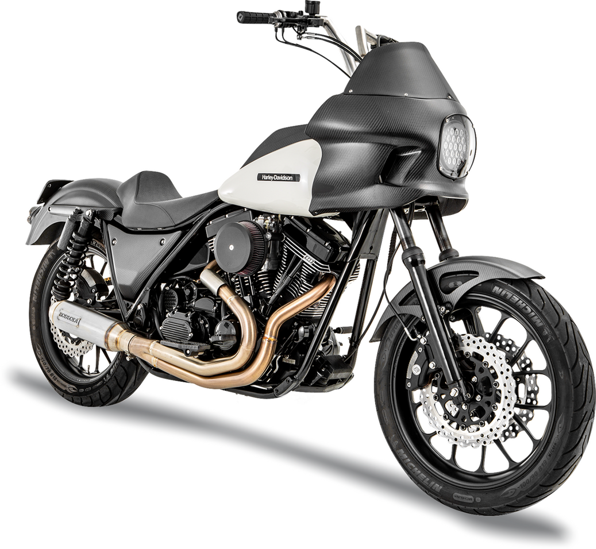 2-into-1 Exhaust System with Super Bike 4" Muffler - Stainle