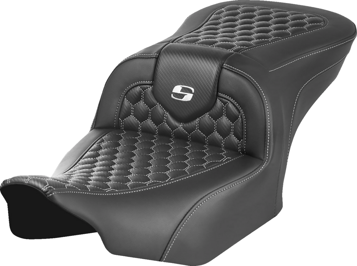 Roadsofa™ Seat - without Backrest - Honeycomb - White Stitch - FLTR/FLHX '23-'24