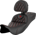 Roadsofa™ Extended Reach Seat - Lattice Stitch - Red Stitch - with Backrest - FL '08-'24