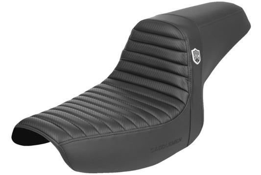 SADDLEMEN  Pro Series SDC Performance Seat - w/o Backrest - Tuck-n-Roll/Carbon Fiber - Gripper - FXR '86-'94