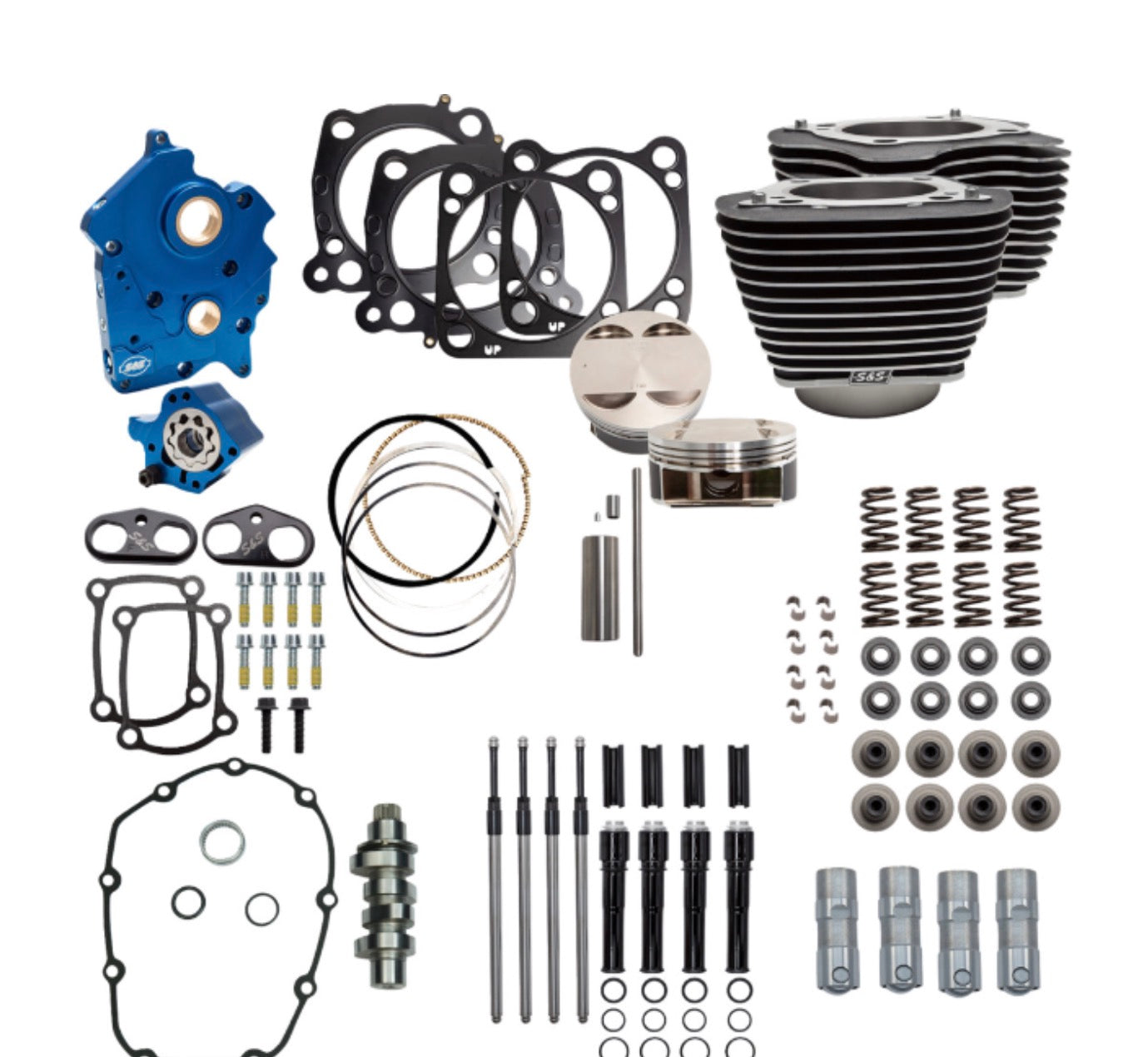 S&S CYCLE
310-1056C 124" Power Package
Power Pack - Oil Cooled - 550C - Wrinkle Black w/Highlight - Black Pushrod Tubes - M8