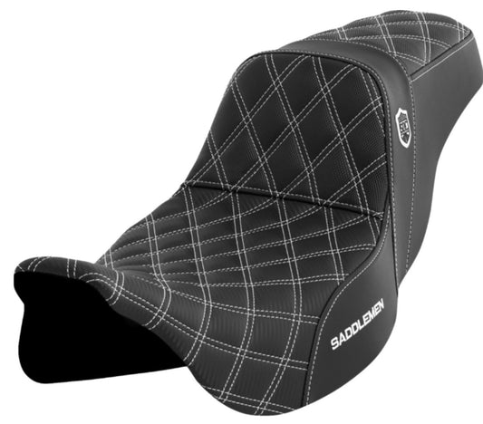 SADDLEMEN Pro Series SDC Performance Seat - w/o Backrest - White Stitch - FLH/FLT '08-'23