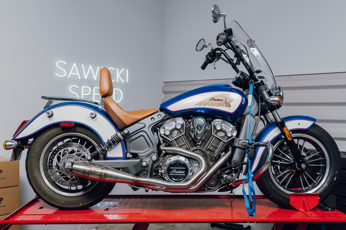 Sawicki Indian Scout Long Cannon Exhaust
