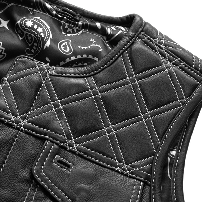 Bonnie - Women's Motorcycle Leather Vest - Diamond Quilt