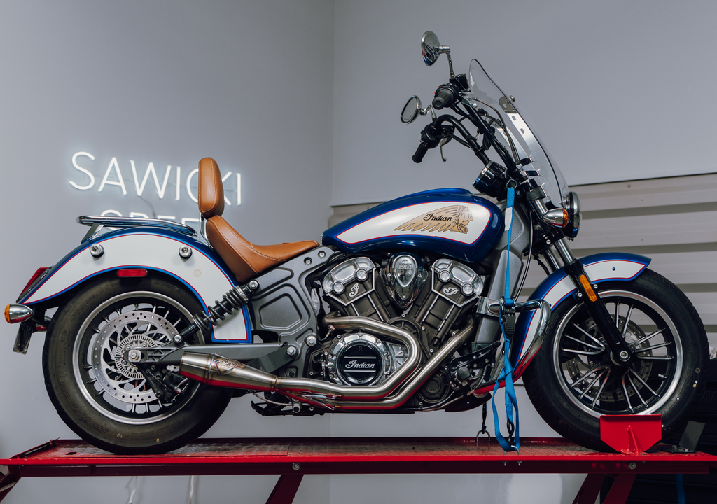 Sawicki Indian Scout Shorty Cannon Exhaust