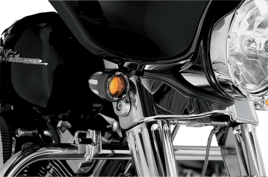 Arlen Ness 2040-0837 Turn Signals - LED - Deep Cut - Black/Amber - Amber Ring