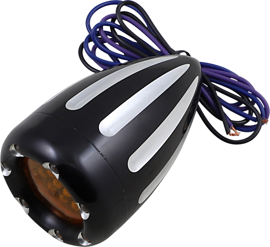 Arlen Ness 2040-0837 Turn Signals - LED - Deep Cut - Black/Amber - Amber Ring